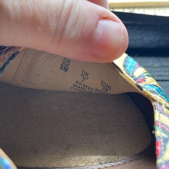 NATURALIZER N5 CONTOUR Wooden Heels Floral Slingback Shoes 9 - Picture 11 of 14